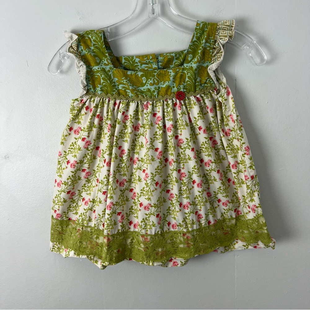 Matilda Jane Serendipity Floral Green White Girls Tunic Top
